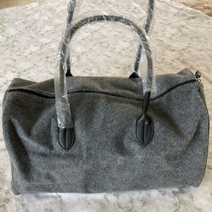 DSW duffel bag gray wool like fabric large bag